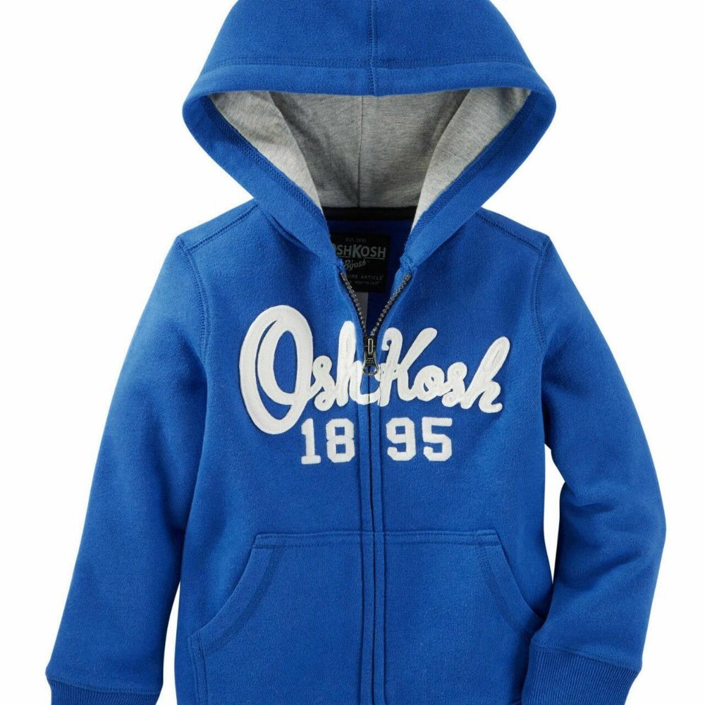 NWT Oshkosh B'gosh Toddler Boys Cardigan Hoodie Jacket Blue Jersey-Lined… - Picture 3 of 4